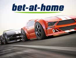 Das Logo von Bet-at-home and a NASCAR scene.