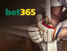 Das Logo von bet365 und eine Cricket Szene.
