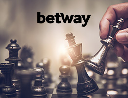 Das Logo von Betway und eine Szene aus einem Schachspiel.