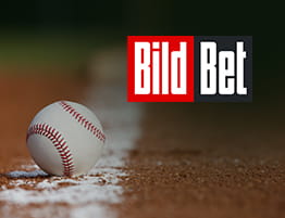 Das Logo von BildBet und eine Baseball Szene.