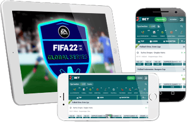 Das FIFA Wetten Angebot von 22bet auf verschiedenen mobilen Geräten.