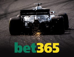 Das Logo von bet365 und eine Szene aus einem Formel 1 Rennen.