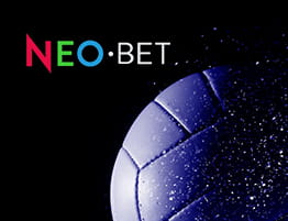 Das Logo von NEO.bet und eine Volleyball Szene.