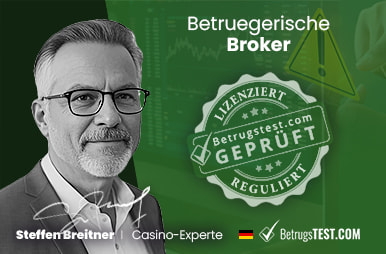  Ein Portrait von Steffen Breitner mit dem Schriftzug 'Betruegerische Broker'