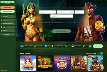 Die Startseite des CrocoSlots Online Casinos.