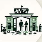 Casino, das ausgeraubt wird und Räuber mit Geldsäcken - Erstellt mit AI durch Betrugstest Prompt.