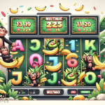 Bunter Online Slot mit Affen und Bananen - Erstellt mit AI durch Betrugstest Prompt.