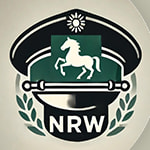 Polizeimütze und ein Wappen von NRW - Erstellt mit AI durch Betrugstest Prompt.