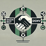 Eine Handschlag, der die Partnerschaft zwischen DAZN Bet und dem Deutschen Sportwettenverband (DSWV) darstellt - Erstellt mit AI durch Betrugstest Prompt.