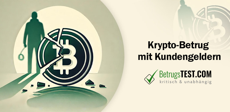 Zerbrochenes Bitcoin Logo mit Schatten eines Mannes im Hintergrund - Erstellt mit AI durch Betrugstest Prompt.