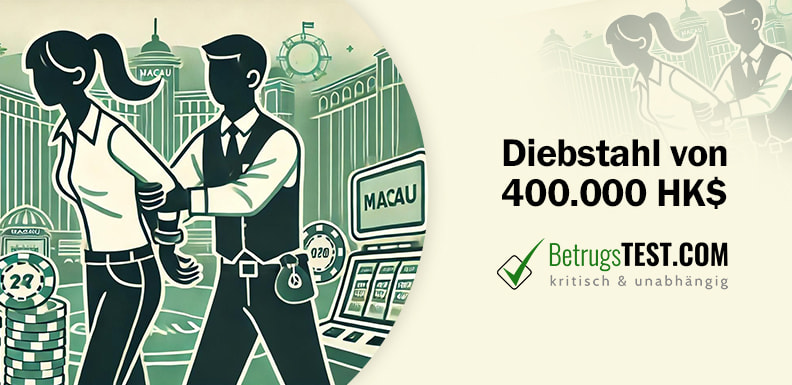 Minimalistische Illustration einer Casinoszene in Macau mit Fokus auf den Diebstahl von Spielchips - Erstellt mit AI durch Betrugstest Prompt.