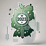 Umrisse Deutschlands mit der Zahl 2023 in der Mitte - Erstellt mit AI durch Betrugstest Prompt.