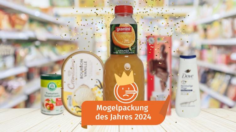 Supermarktprodukte als Mogelpackung.